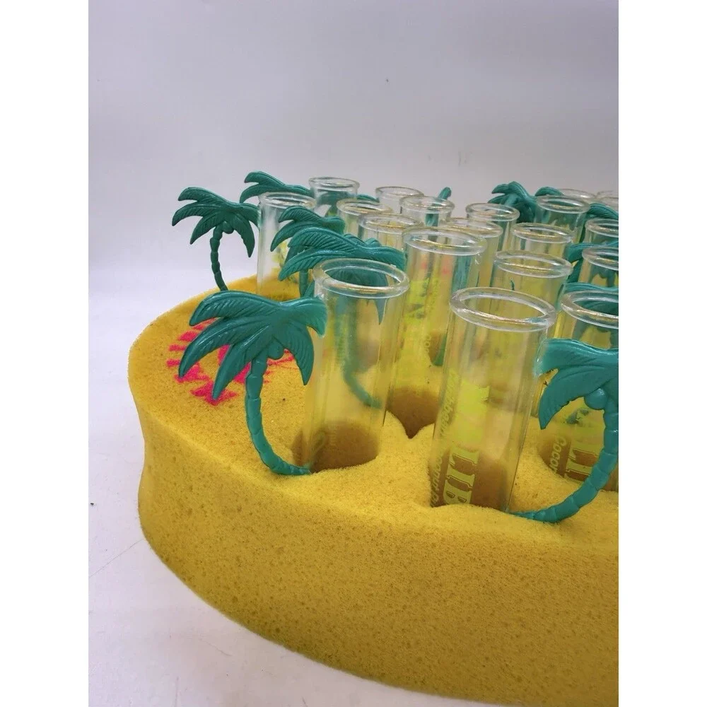VTG Malibu Caribbean Coconut Rum Foam Floating Pool Tray w/ 30 Palm Tree Shots